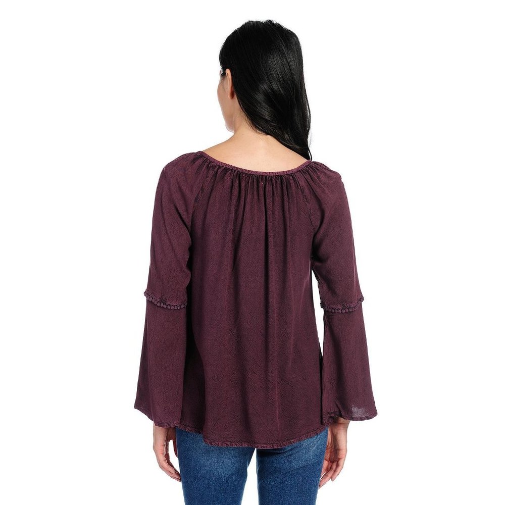 2X Teal Green Embroidery Tunic Top with Tassel - Picture 3 of 3